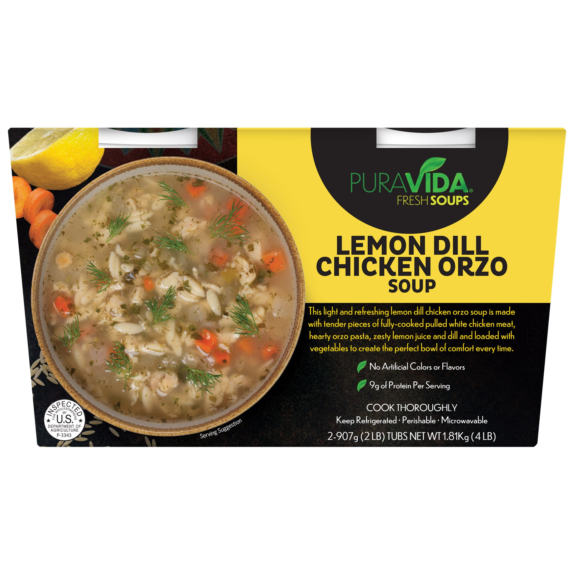 Pura Vida Foods Lemon Dill Chicken Orzo Soup 2-32 oz