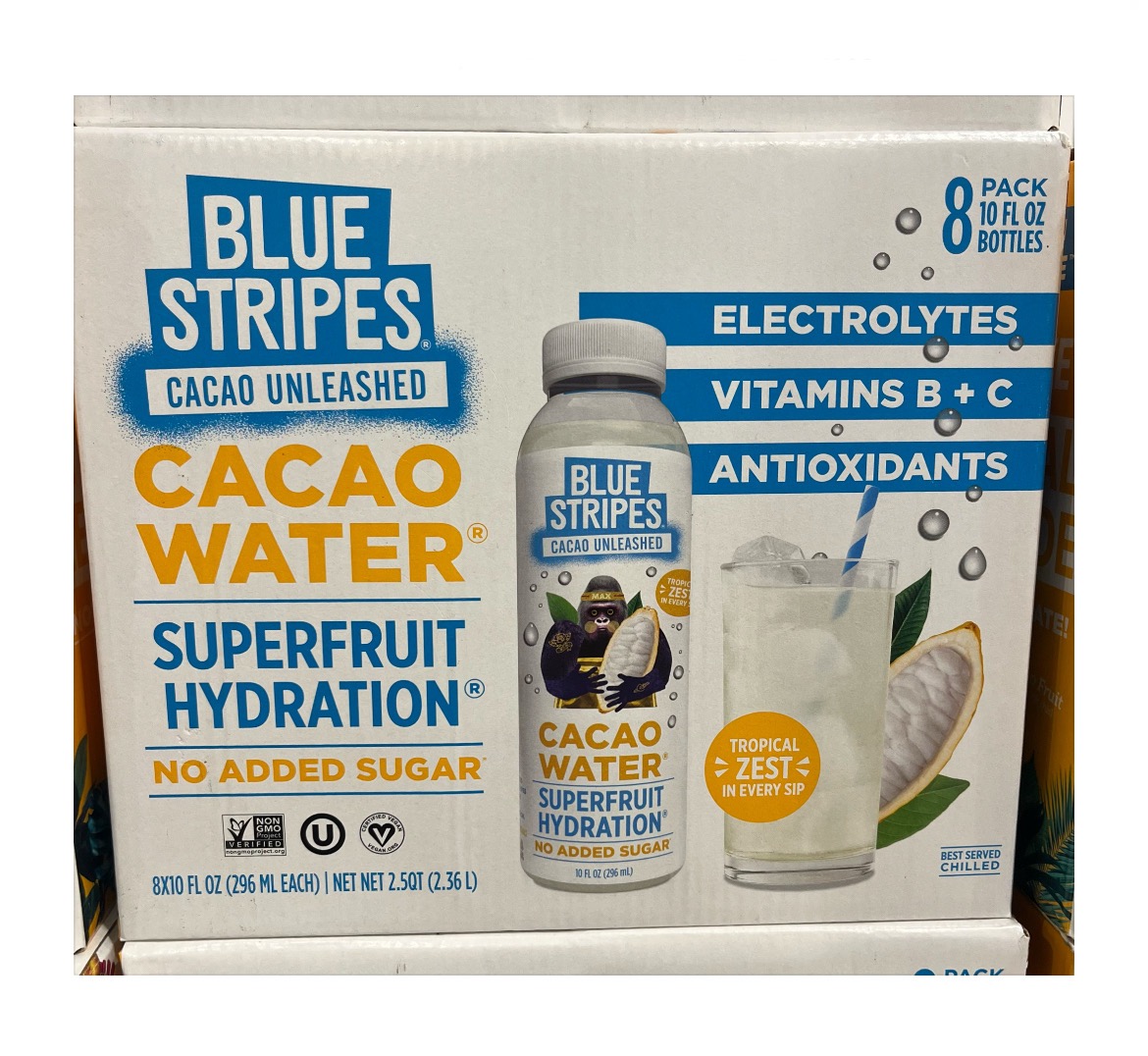 Blue Stripes Cacao Water 8-10 oz