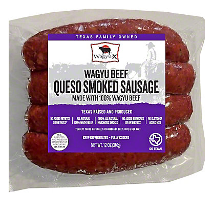Wagyu-X Grass Fed Queso Smoked Beef Sausage 2 lbs