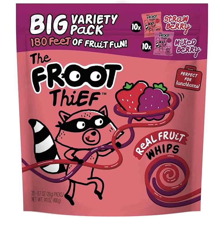 Froot Thief Real Fruit Whips Strawberry & Grape 20 ct
