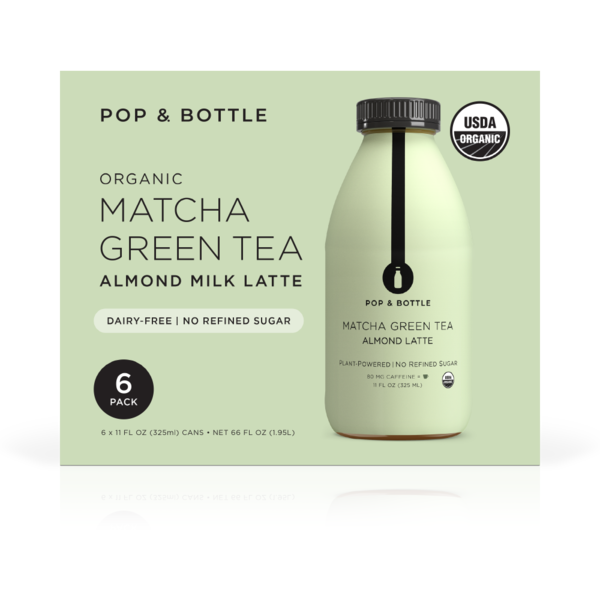 Pop & Bottle Matcha Green Tea Almond Latte 6-11 oz