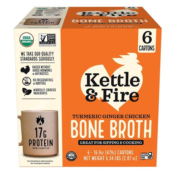 Kettle & Fire Organic Turmeric Ginger Chicken Bone Broth 6-16.9 oz