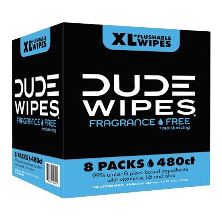 Dude Wipes XL Fragrance Free + Moisturizing 480 ct