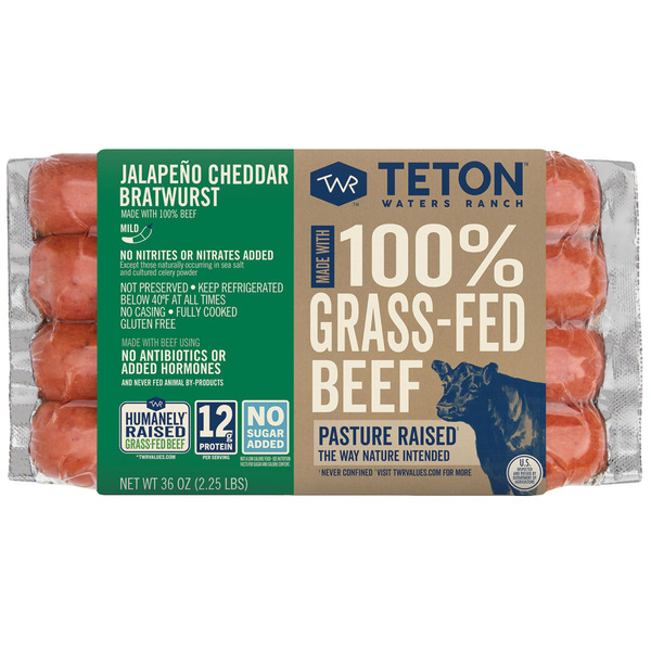 Teton Waters Ranch Beef Jalapeño Cheddar Bratwurst 36 oz