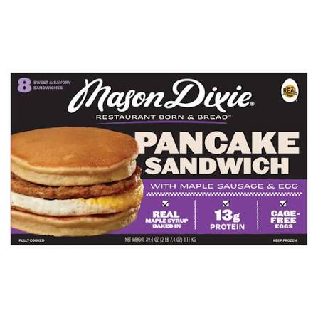 Mason Dixie Pancakes & Sausage Sandwich 8 ct