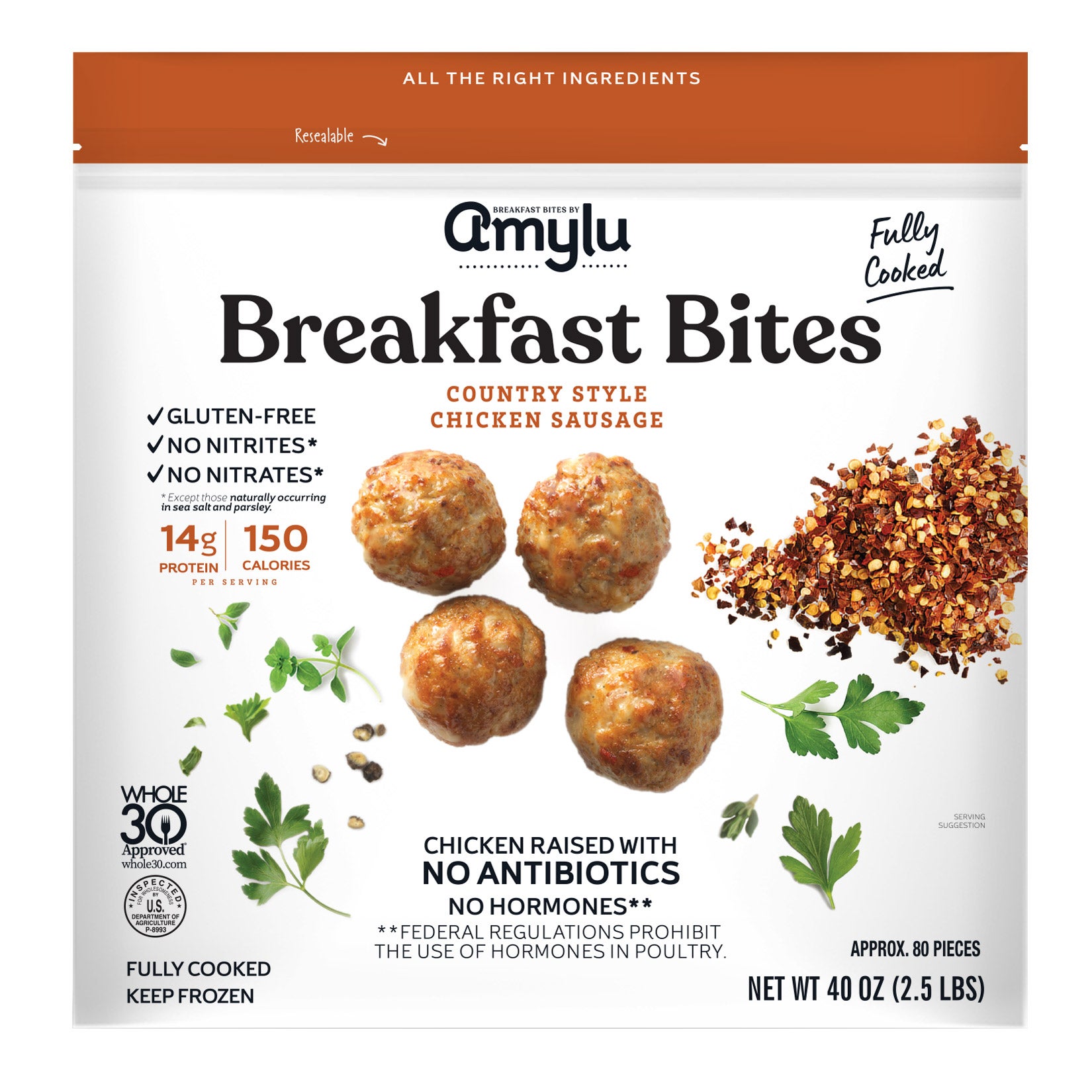 Amylu Chicken Sausage Breakfast Bites 40 oz