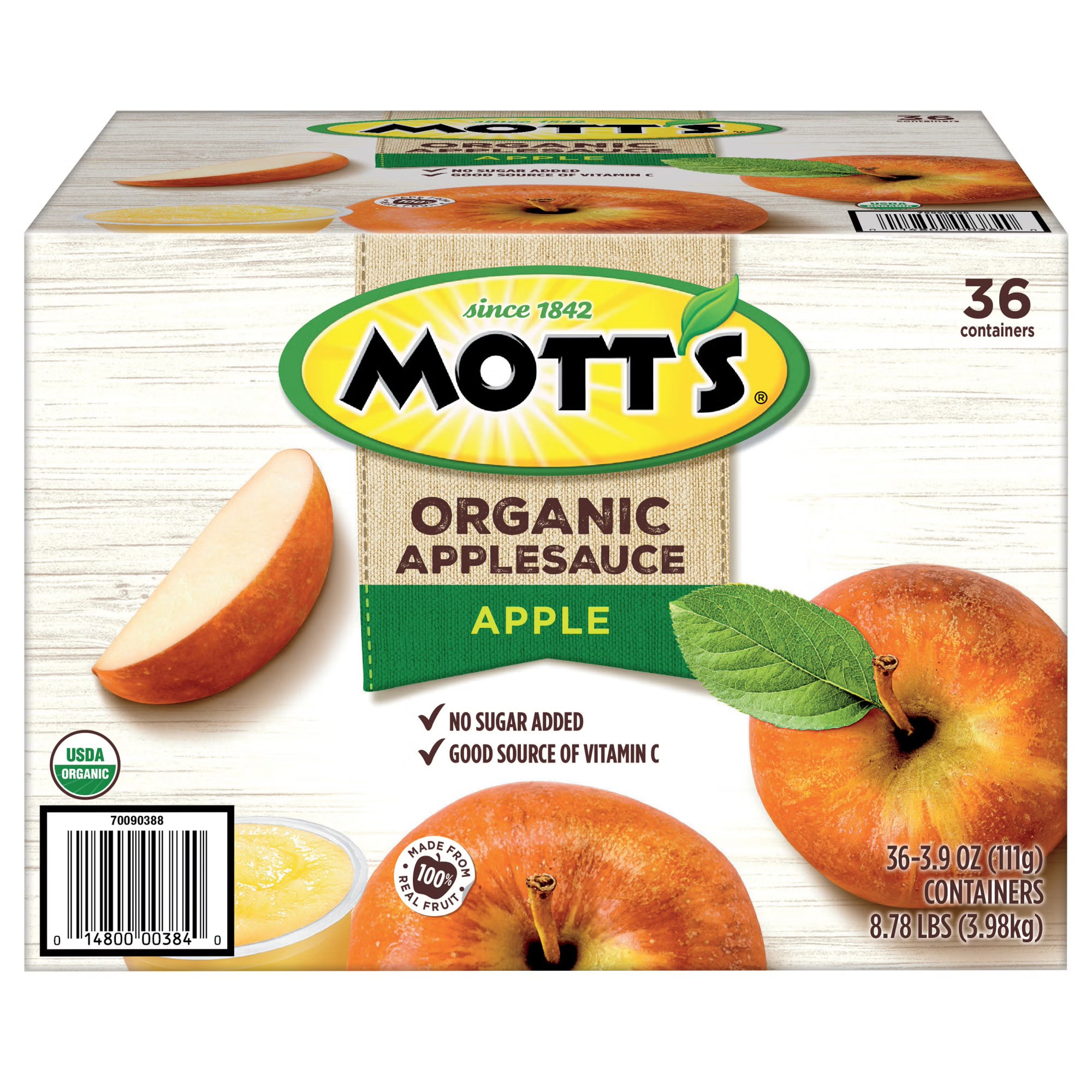 Mott’s Organic Applesauce 36-3.9 oz