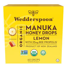 Wedderspoon Organic Manuka Honey Drops Lemon 60 ct